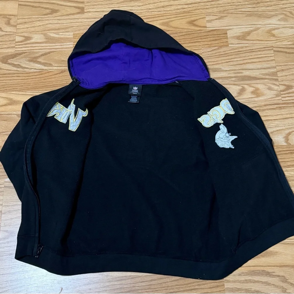 NFL Minnesota Vikings Youth Full Zip Hoodie Sweatshirt L/G 14–16 Black Purple